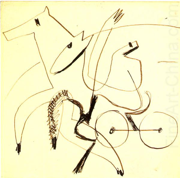 Harnessed team - Pen in ink, Ernst Ludwig Kirchner